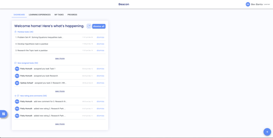 learner home - dashboard